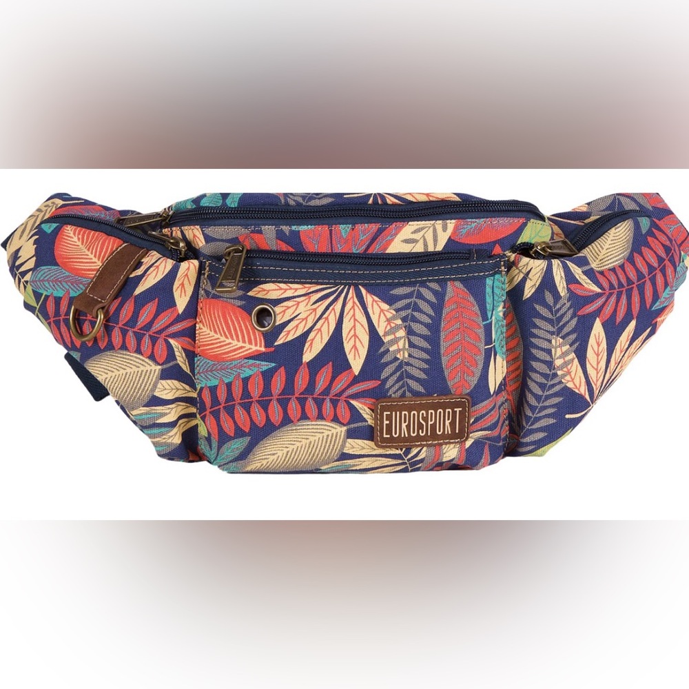 Eurosport Floral Fanny Pack Canvas 15” x 7” x 1” New B500